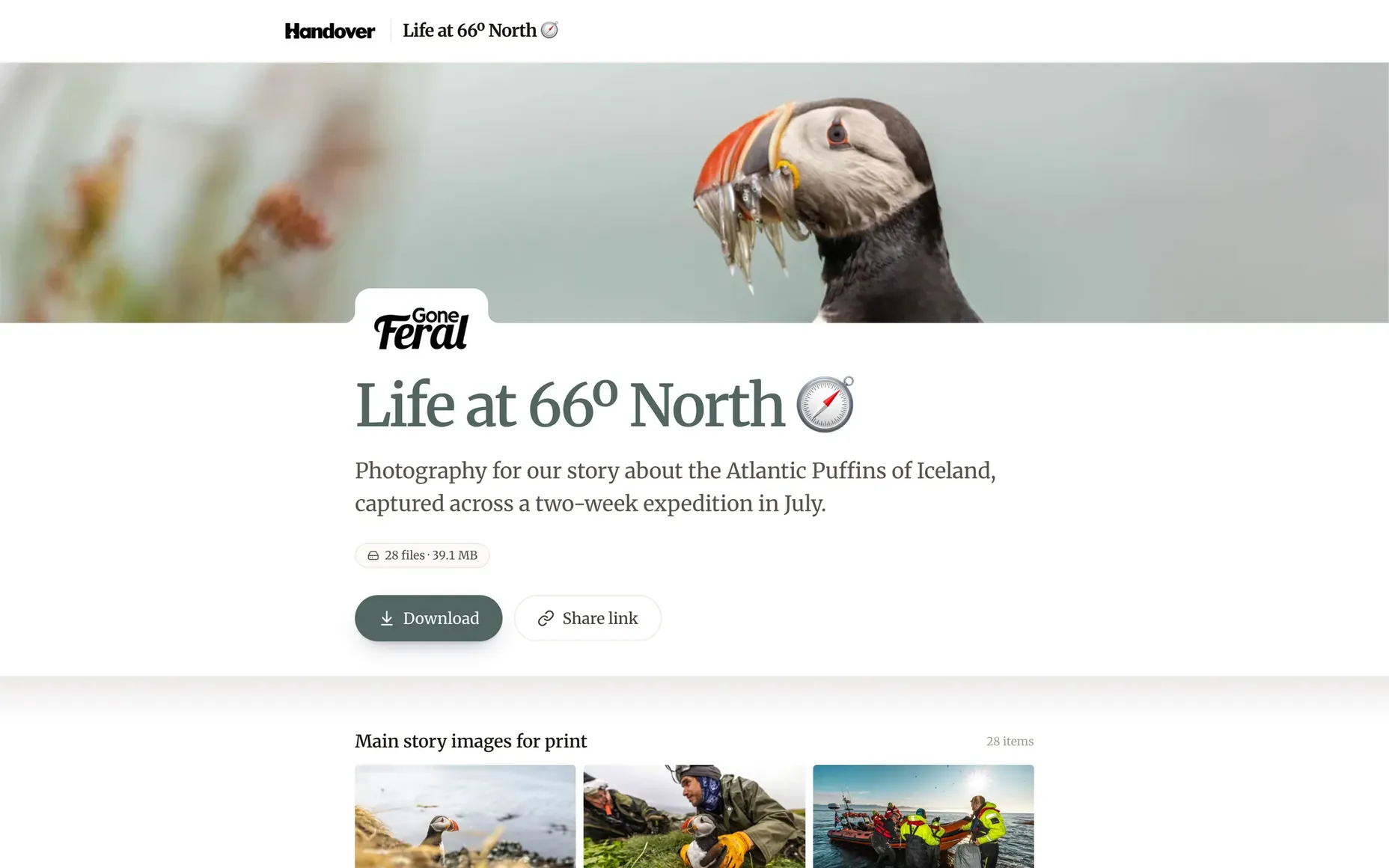 Life at 66º North editorial photography delivery page by Gone Feral